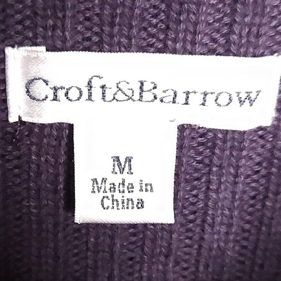 Croft & Barrow Purple Quilted Full Zip Sweater Medium - Picture 4 of 6